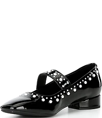 Copper Key Studded Pearl Patent Mary Jane Pumps