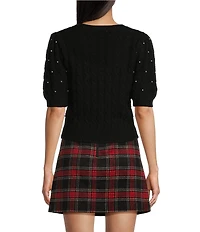 Copper Key Pearled Short Sleeve Sweater