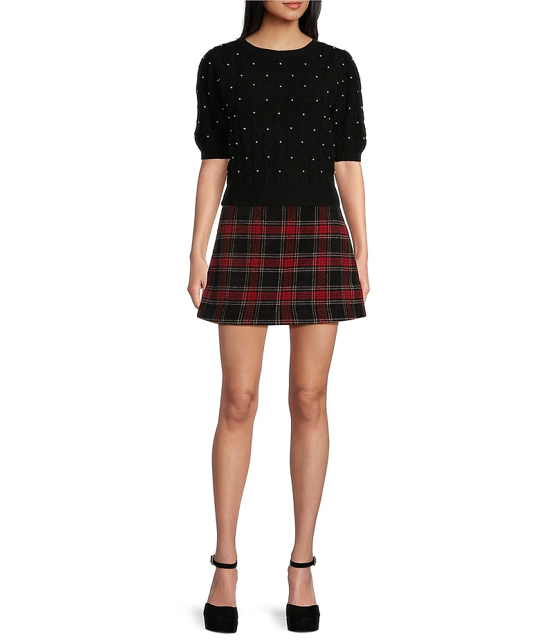 Copper Key Pearled Short Sleeve Sweater