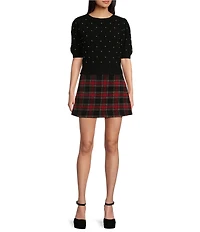 Copper Key Pearled Short Sleeve Sweater