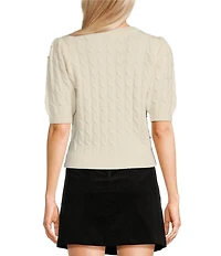 Copper Key Pearled Short Sleeve Sweater