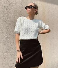 Copper Key Pearled Short Sleeve Sweater