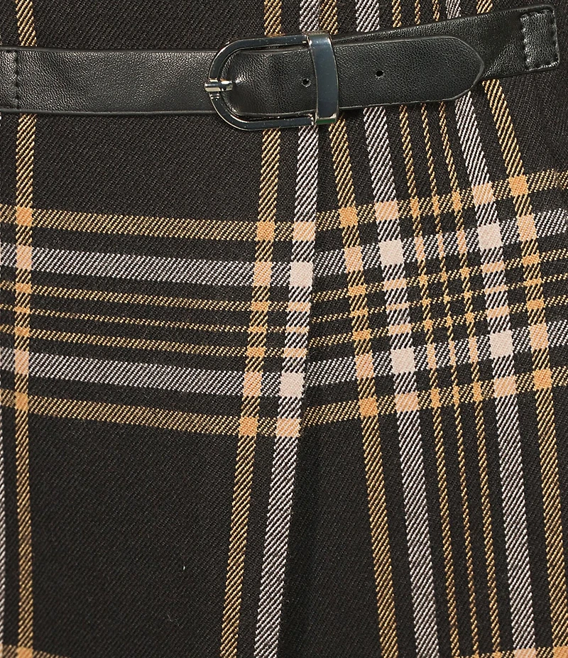 Copper Key Plaid Buckle Mini Skirt