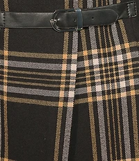 Copper Key Plaid Buckle Mini Skirt