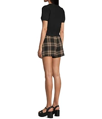Copper Key Plaid Buckle Mini Skirt