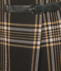 Copper Key Plaid Buckle Mini Skirt