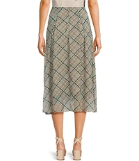 Copper Key Plaid Midi Skirt