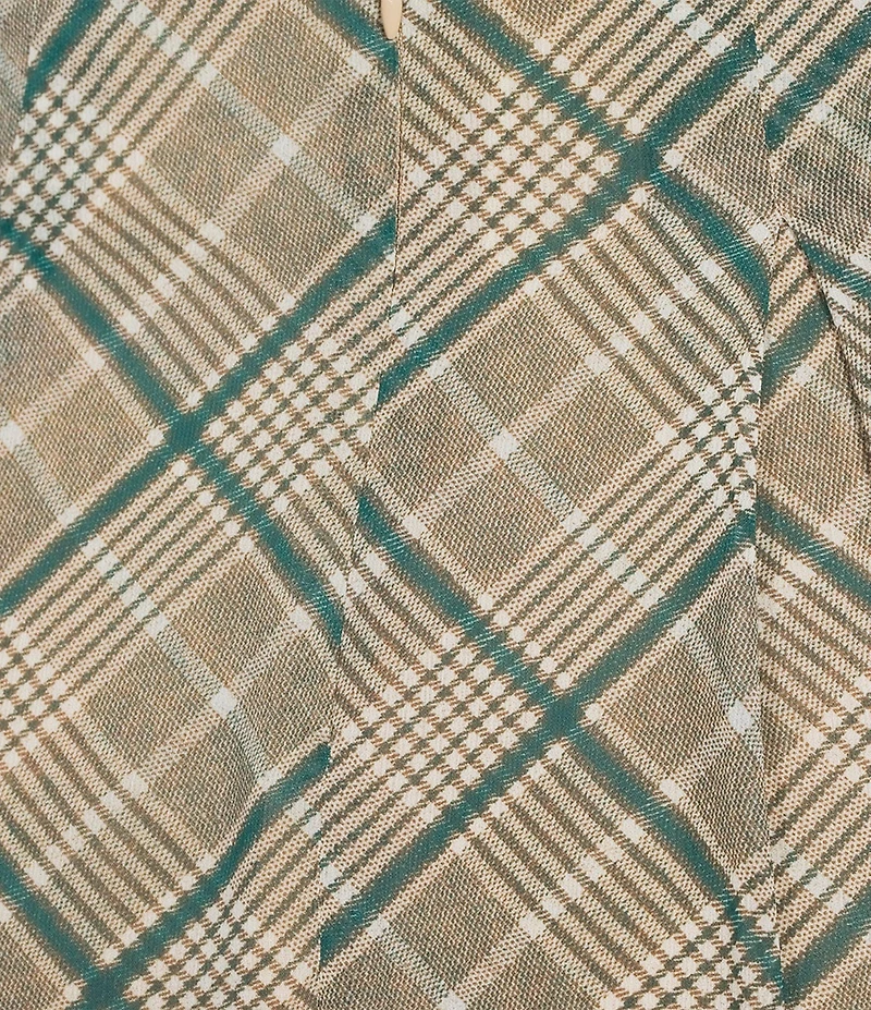Copper Key Plaid Midi Skirt
