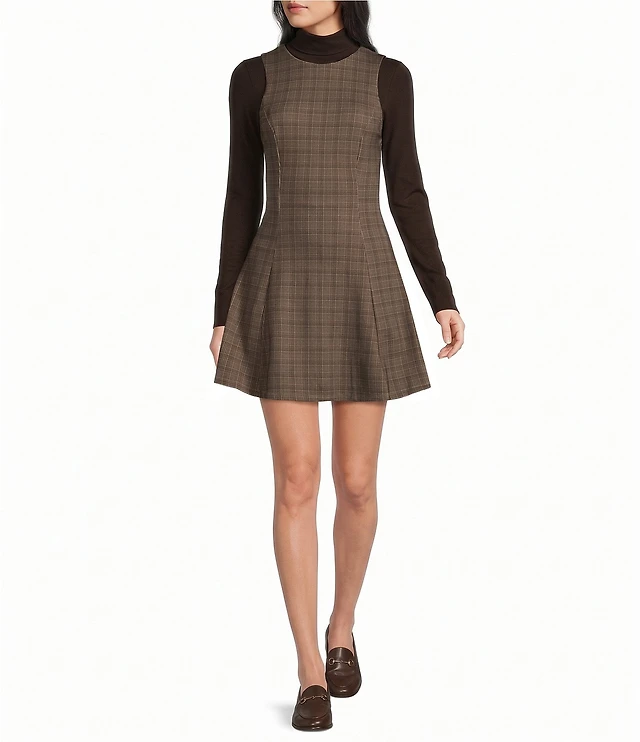 Copper Key Plaid Mini Dress