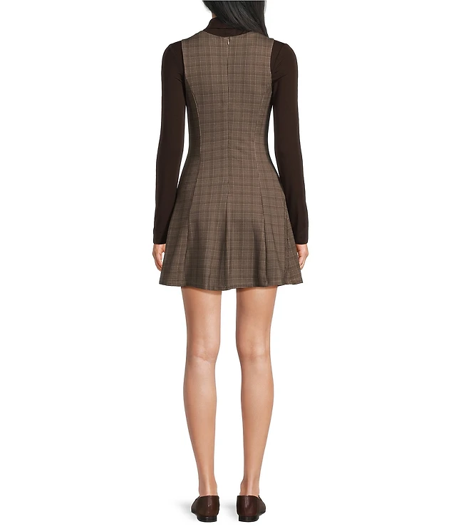 Copper Key Plaid Mini Dress
