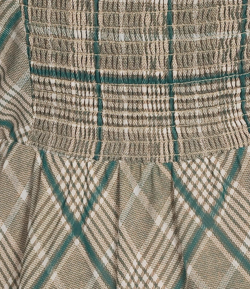 Copper Key Plaid V Waist Long Sleeve Dress