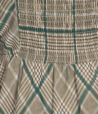 Copper Key Plaid V Waist Long Sleeve Dress