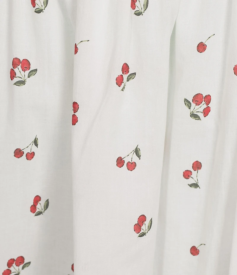 Copper Key Pleated Cherry Print Coordinating Maxi Skirt