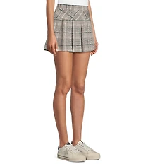 Copper Key Pleated Plaid Mini Skirt