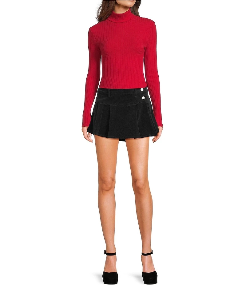 Copper Key Pleated Velvet Mini Skirt