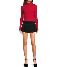 Copper Key Pleated Velvet Mini Skirt