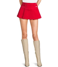 Copper Key Pleated Velvet Mini Skirt