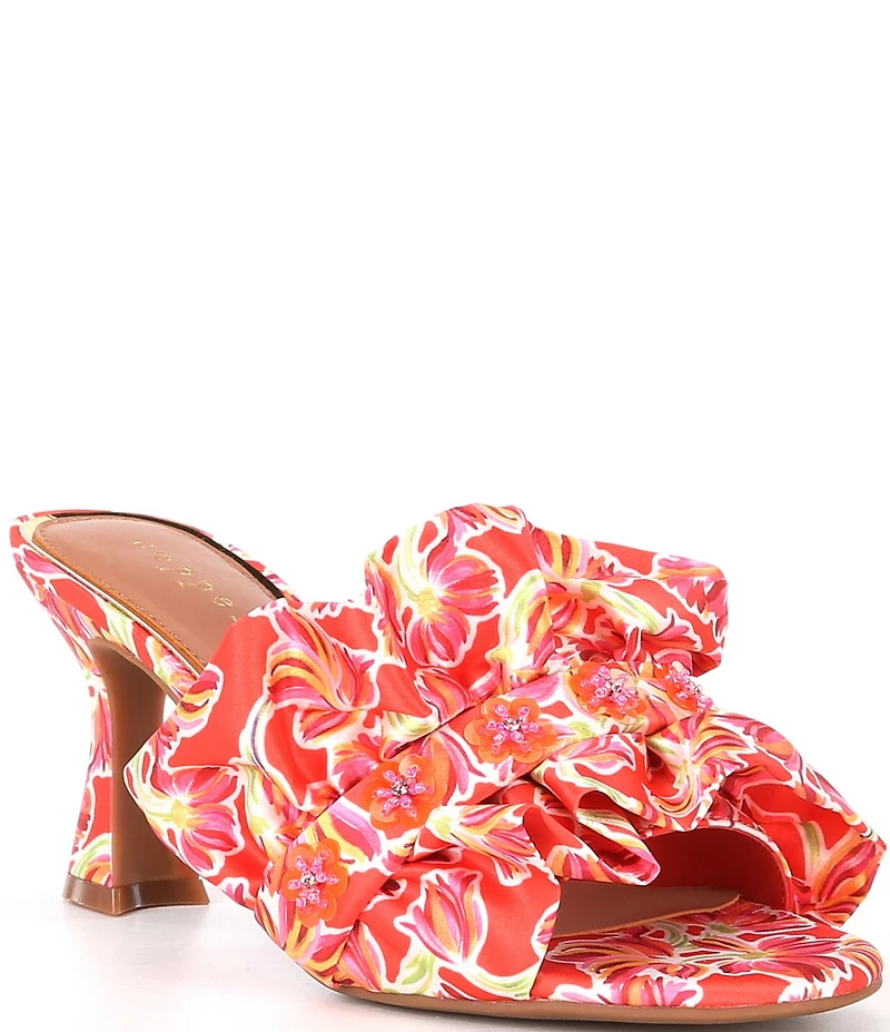 Copper Key Promenade Floral Satin Ruffle Dress Slides