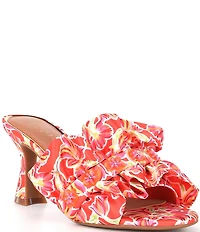 Copper Key Promenade Floral Satin Ruffle Dress Slides