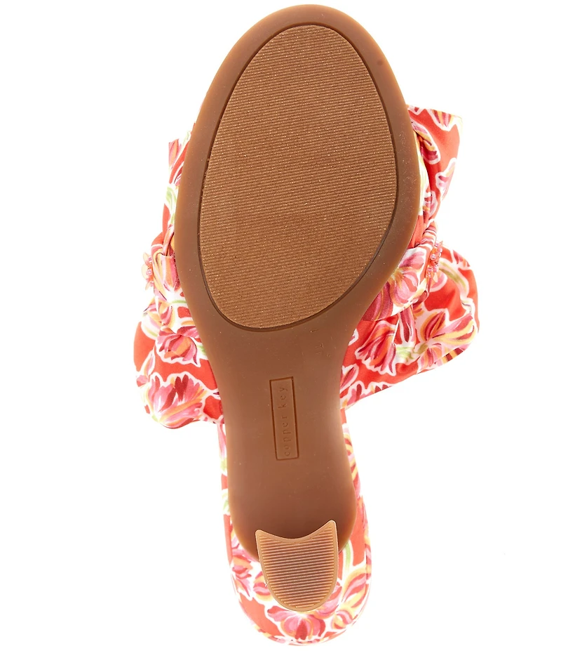 Copper Key Promenade Floral Satin Ruffle Dress Slides