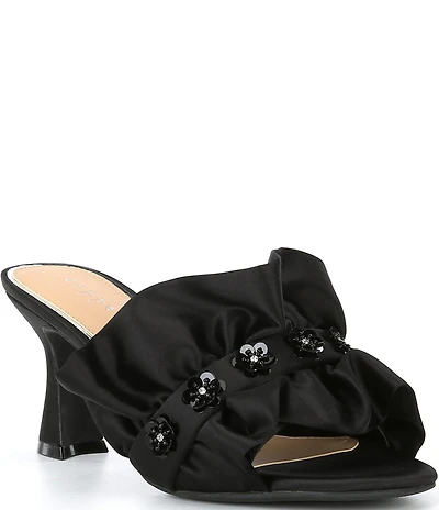 Copper Key Promenade Satin Ruffle Dress Slide Sandals