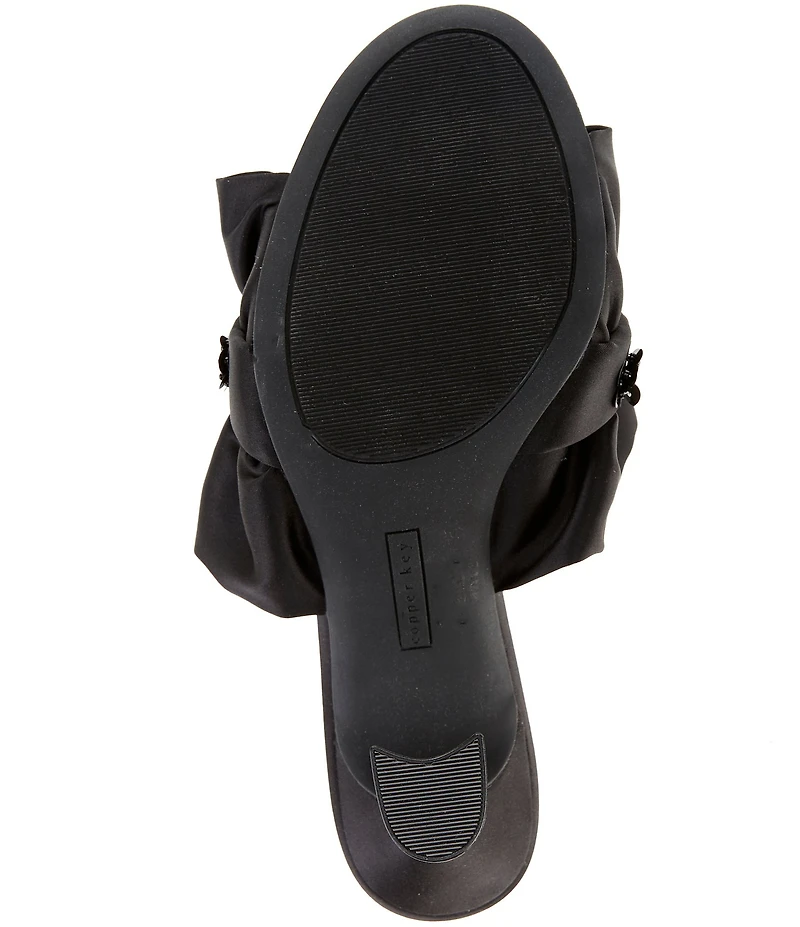 Copper Key Promenade Satin Ruffle Dress Slide Sandals