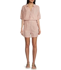 Copper Key Linen Stripe Coordinating Pull On Shorts