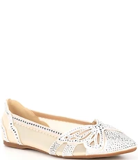 Copper Key Ritzie Satin Mesh Rhinestone Butterfly Dress Flats
