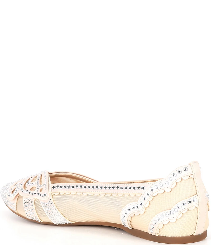 Copper Key Ritzie Satin Mesh Rhinestone Butterfly Dress Flats