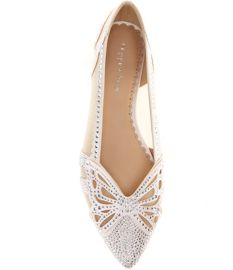 Copper Key Ritzie Satin Mesh Rhinestone Butterfly Dress Flats