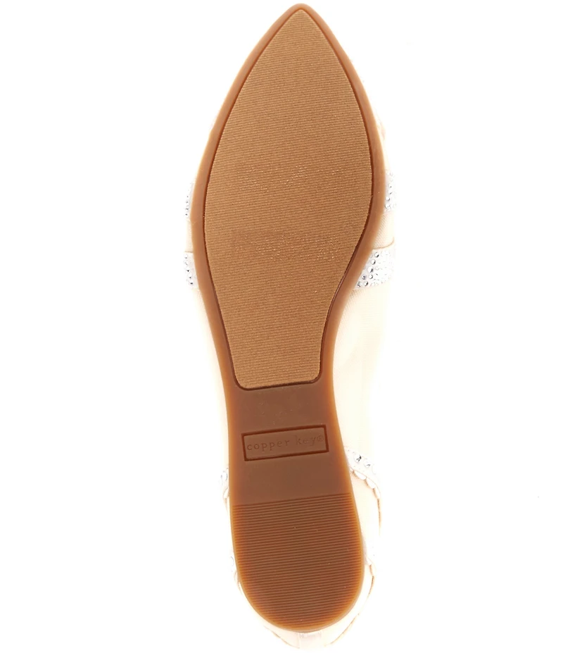 Copper Key Ritzie Satin Mesh Rhinestone Butterfly Dress Flats