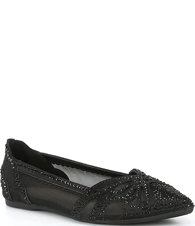 Copper Key Ritzie Satin Mesh Rhinestone Butterfly Dress Flats