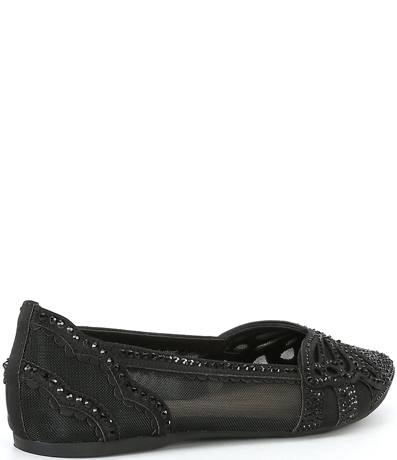 Copper Key Ritzie Satin Mesh Rhinestone Butterfly Dress Flats