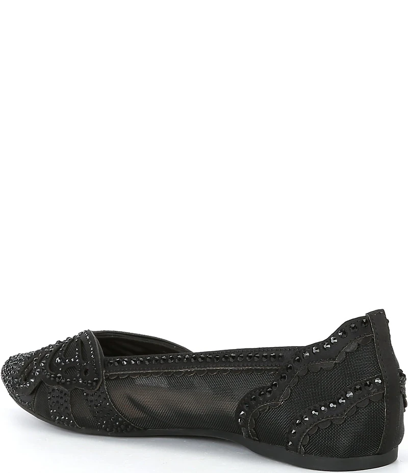 Copper Key Ritzie Satin Mesh Rhinestone Butterfly Dress Flats