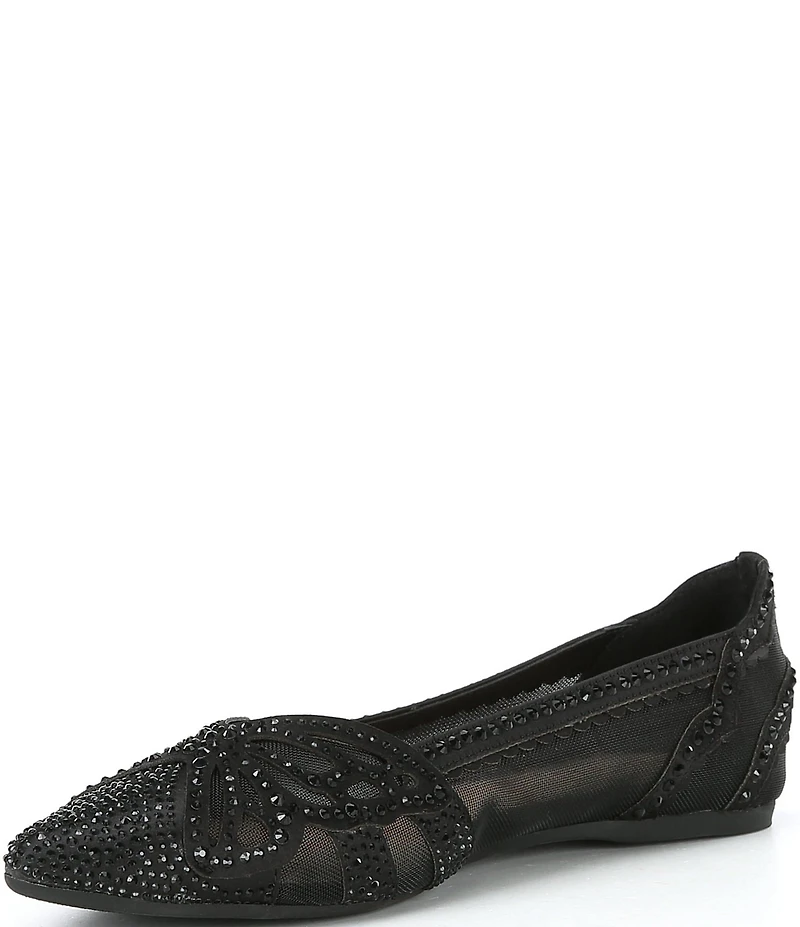Copper Key Ritzie Satin Mesh Rhinestone Butterfly Dress Flats