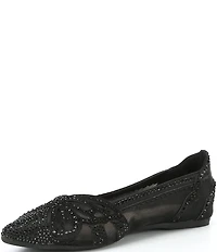 Copper Key Ritzie Satin Mesh Rhinestone Butterfly Dress Flats