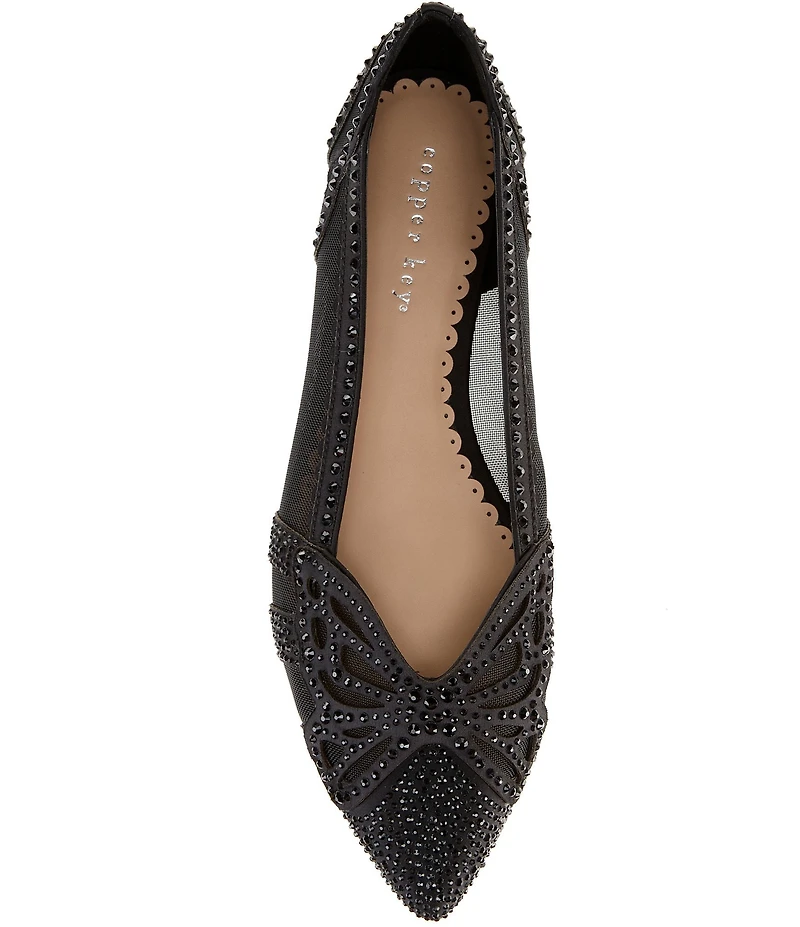 Copper Key Ritzie Satin Mesh Rhinestone Butterfly Dress Flats
