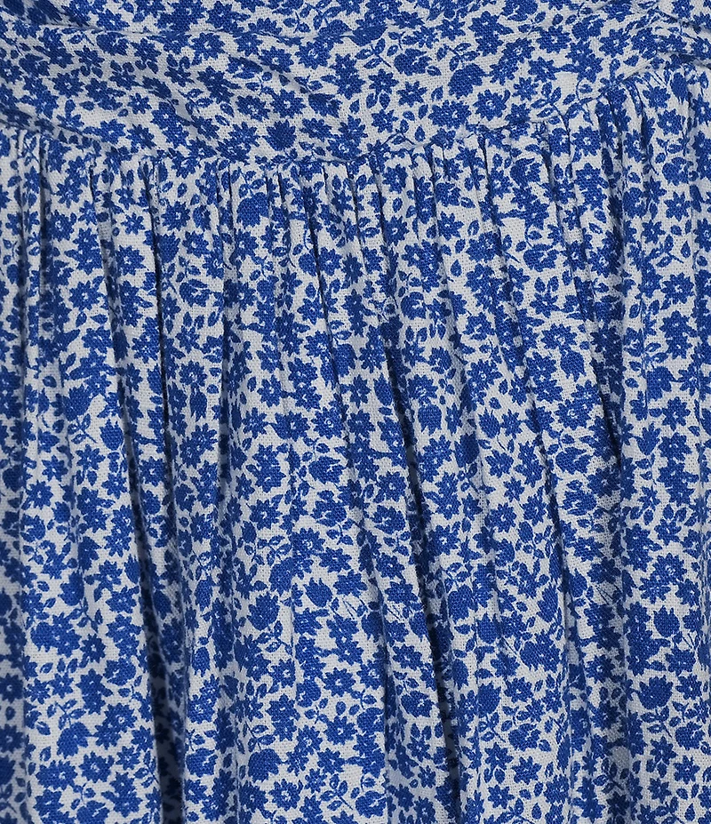 Copper Key Ruched Sleeveless Blue Midi Dress