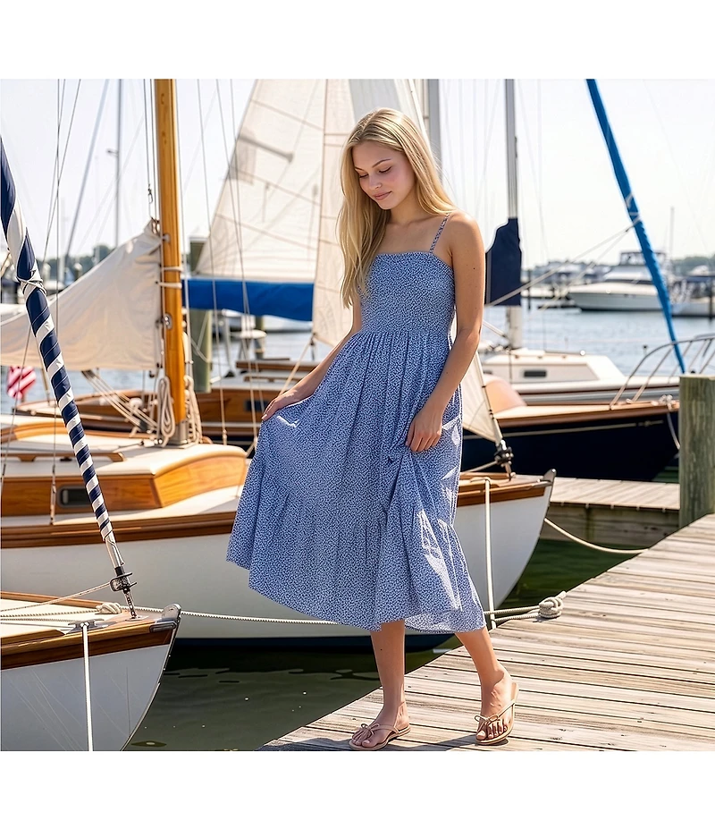 Copper Key Ruched Sleeveless Midi Dress