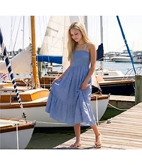 Copper Key Ruched Sleeveless Midi Dress