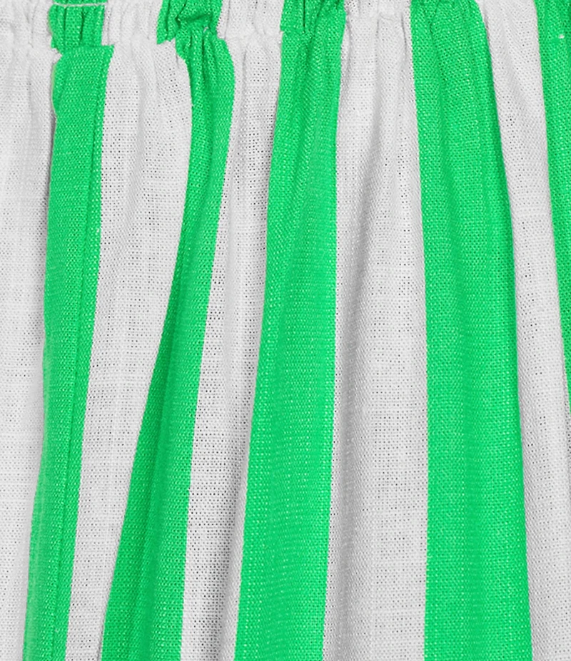 Copper Key Ruched Sleeveless Green Strips Midi Dress
