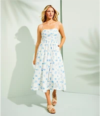 Copper Key Ruched Sleeveless Midi Dress