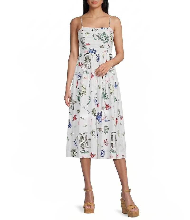 Copper Key Ruched Sleeveless Midi Dress
