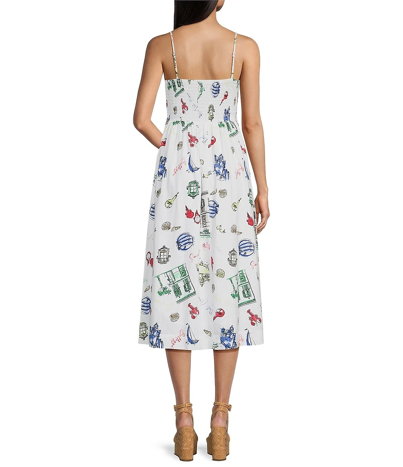 Copper Key Ruched Sleeveless Midi Dress