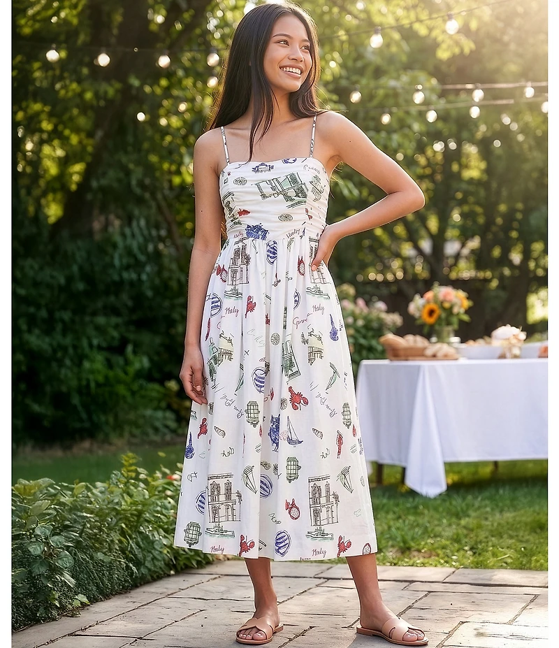 Copper Key Ruched Sleeveless Midi Dress