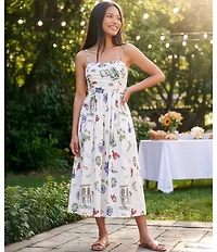 Copper Key Ruched Sleeveless Midi Dress