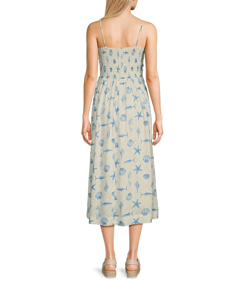 Copper Key Ruched Sleeveless Midi Dress