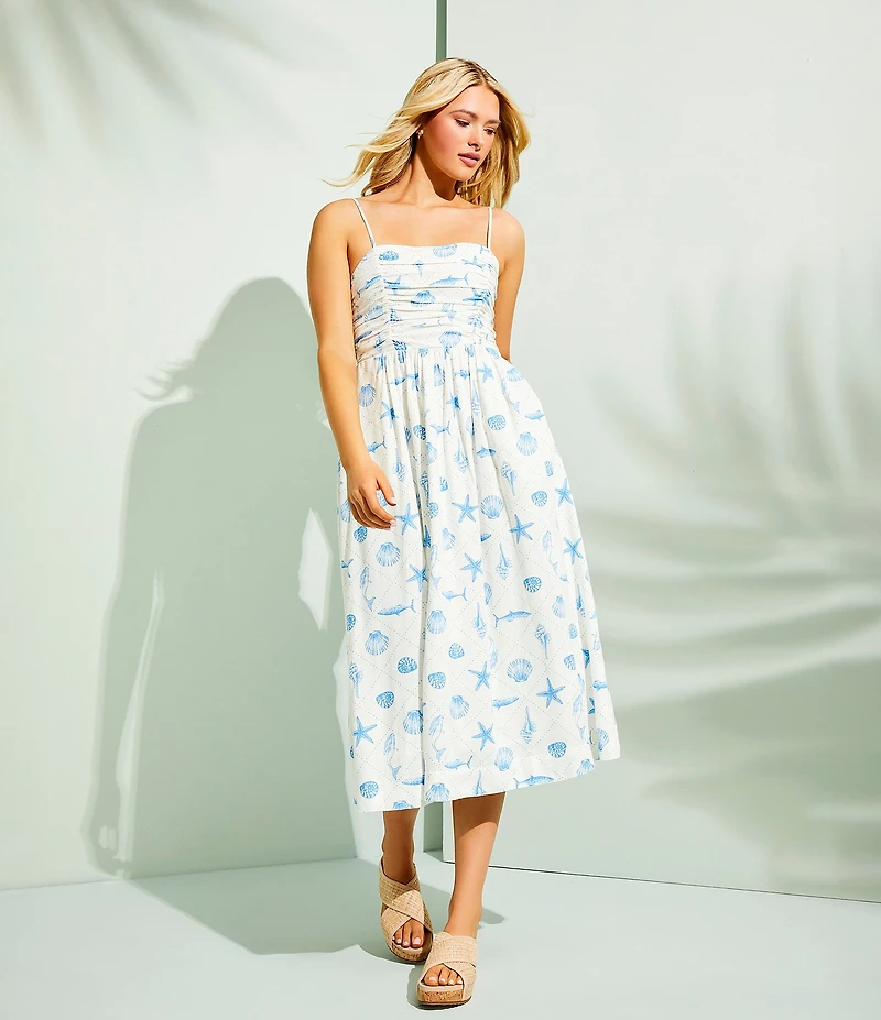Copper Key Ruched Sleeveless Midi Dress