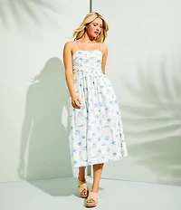 Copper Key Ruched Sleeveless Midi Dress