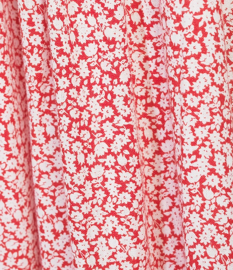 Copper Key Ruched Sleeveless Red Floral Midi Dress